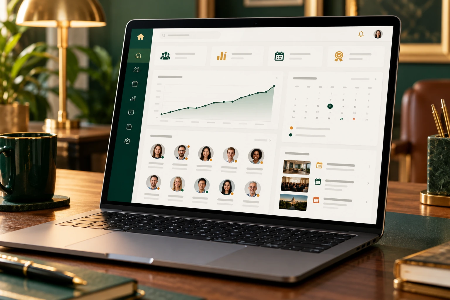 Illustrative MemberHub dashboard on a laptop